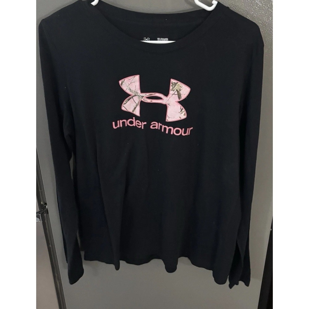 Under Armour Women's XL Shirt‎ Pink Camouflage Black Long Sleeve Outdoors